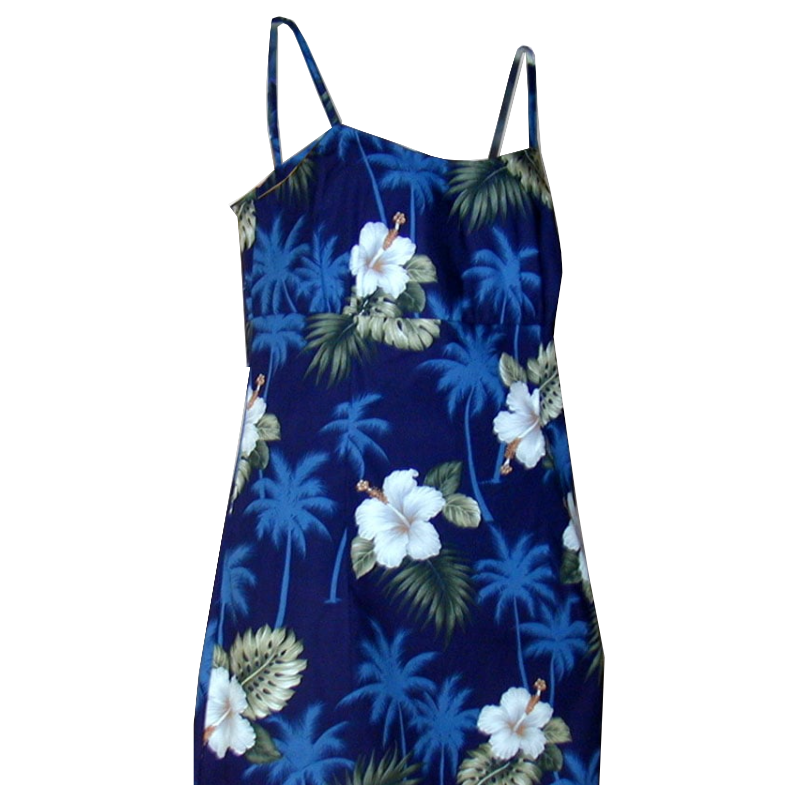 Hilo Navy Short Hawaiian Skinny Strap Floral Dress