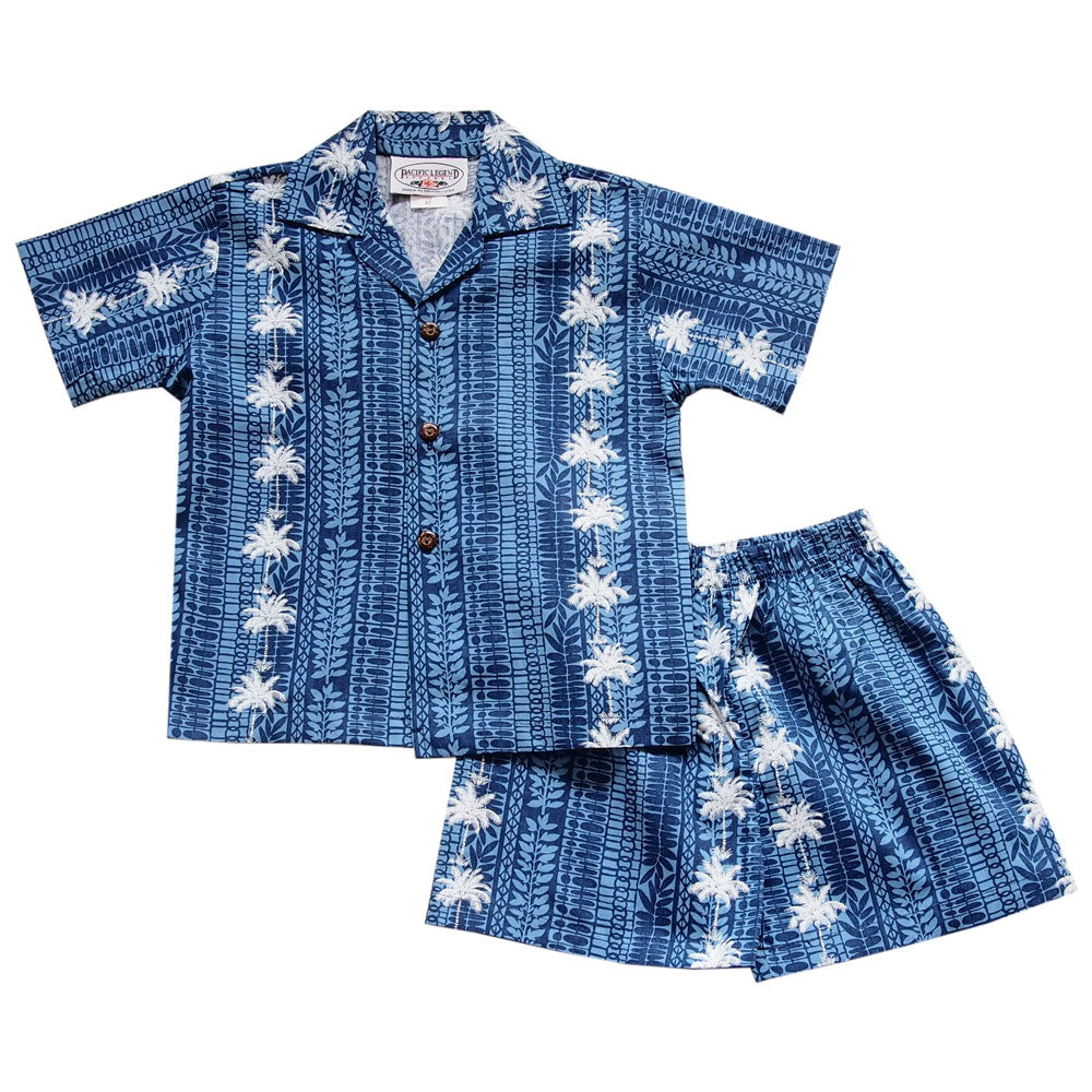 Cabana Blue Hawaiian Boy Shirt & Shorts Set - PapayaSun