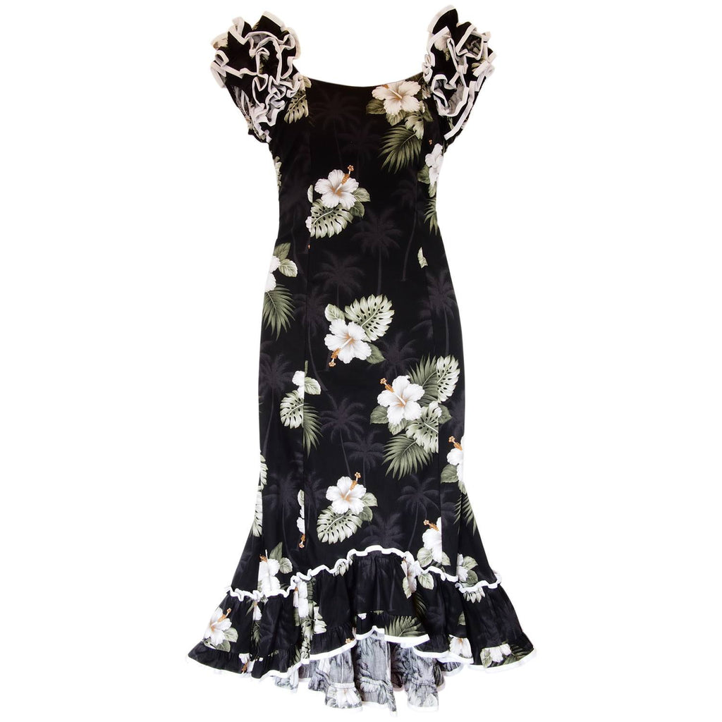 Blackberry Black Hawaiian Meaaloha Muumuu Dress with Sleeves – PapayaSun