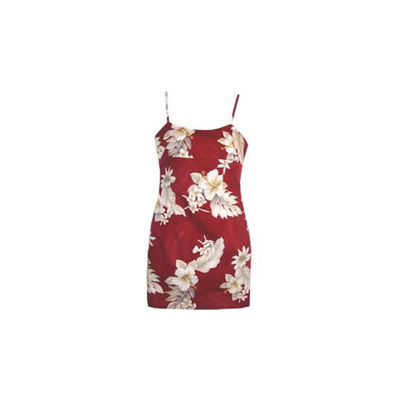 Chili Red Short Hawaiian Skinny Strap Floral Dress Chili Red Short Hawaiian Skinny Strap Floral Dress