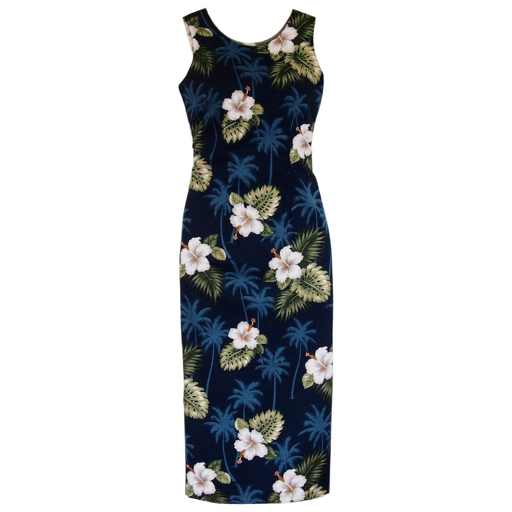 chinese dress ladies Hilo Blue Long Hawaiian Tank Dress
