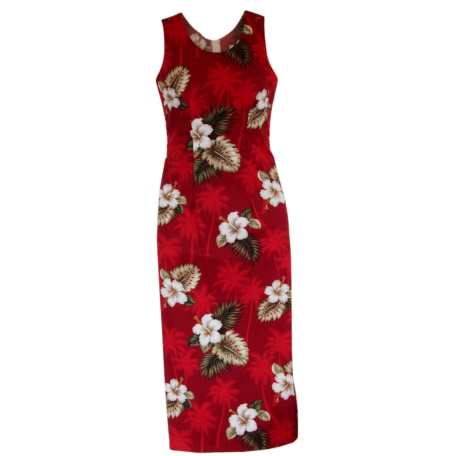 Lava Red Long Hawaiian Tank Dress - PapayaSun