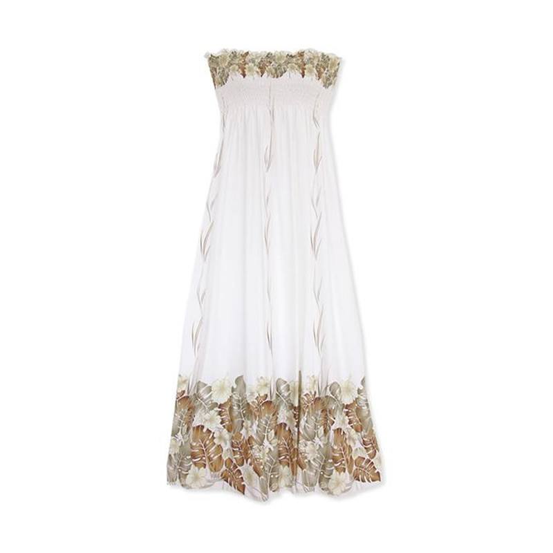 Mina White Maxi Hawaiian Smocked Sundress