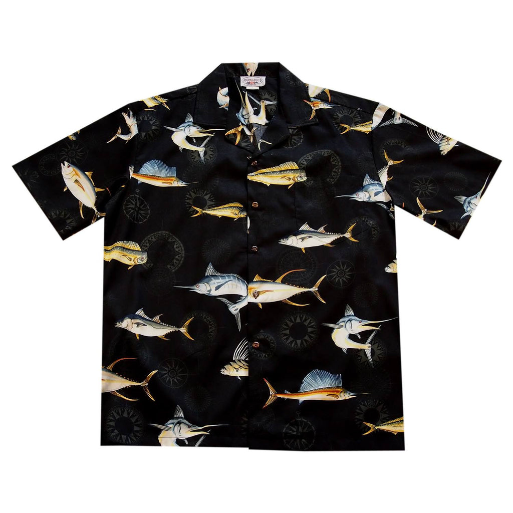 Amazing Fishing Black Cotton Hawaiian Shirt – PapayaSun