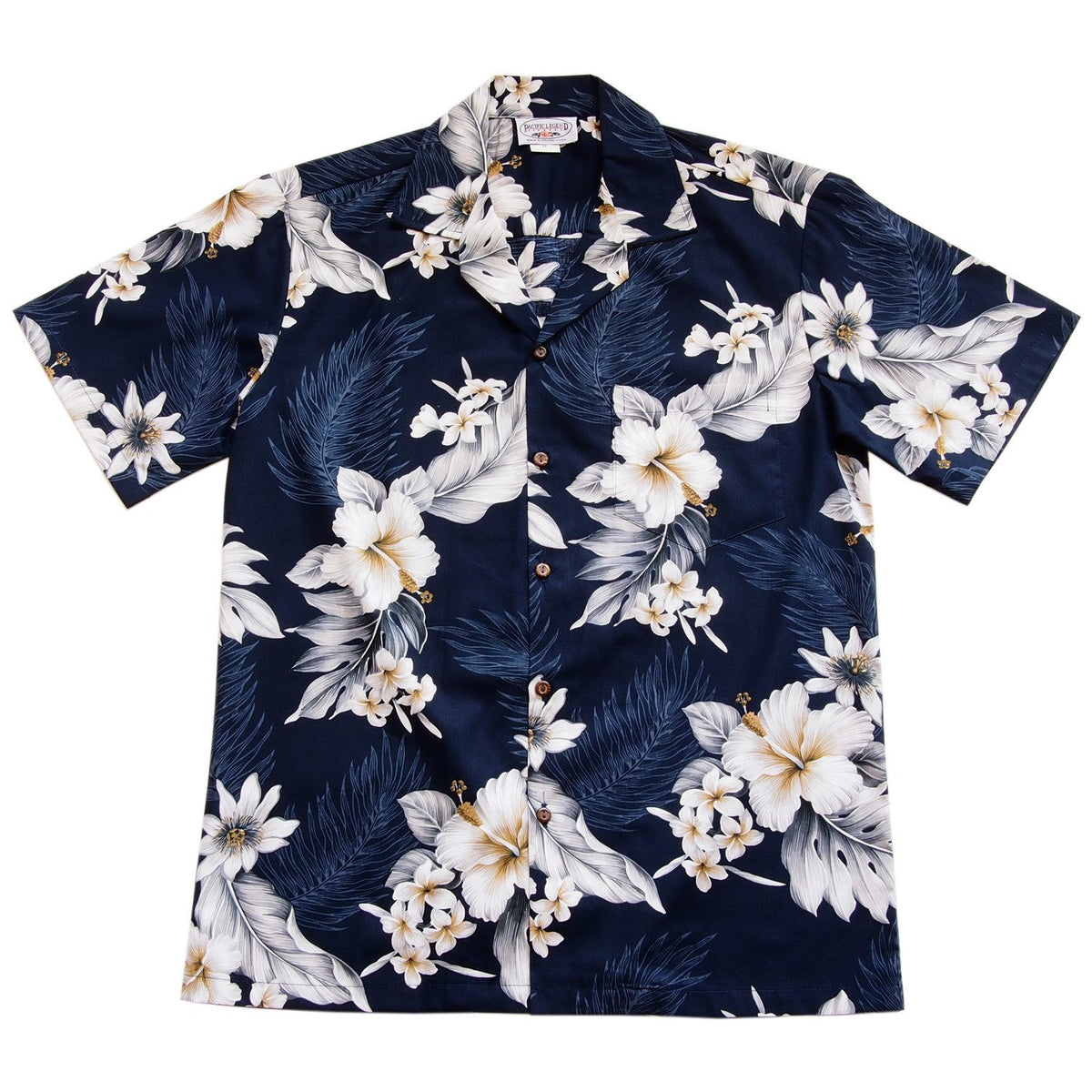Blueberry Navy Hawaiian Cotton Aloha Sport Shirt - PapayaSun
