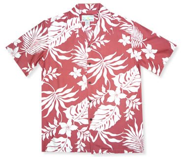 Hawaiian Short Sleeve Camp Shirt, RED