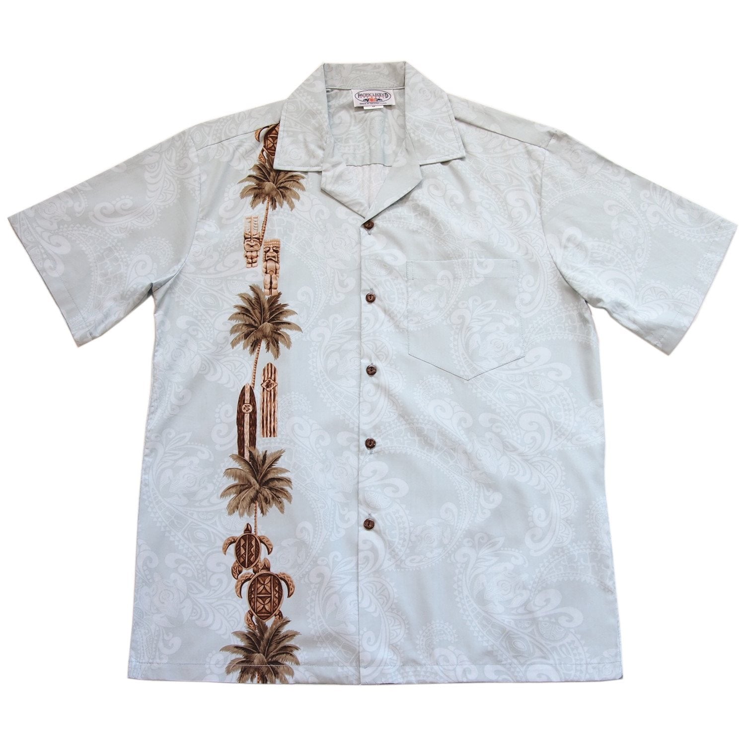 Old Hawaii Sky Blue Hawaiian Border Aloha Sport Shirt - PapayaSun