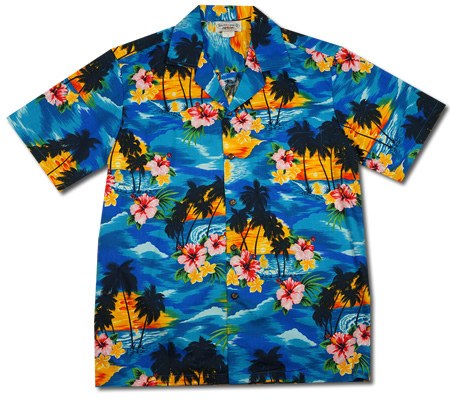 Skyburst Blue Hawaiian Cotton Aloha Shirt - PapayaSun
