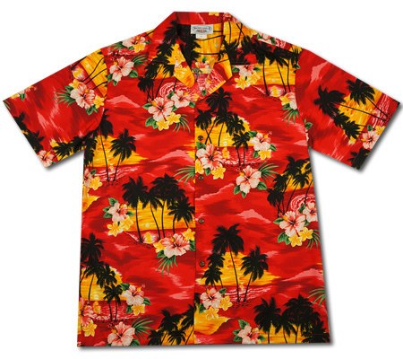 Sunburst Red Hawaiian Cotton Aloha Shirt - PapayaSun