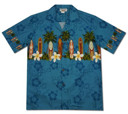 Surfboard Blue Aloha Shirt | Men's Hawaiian Shirts | Western Aloha