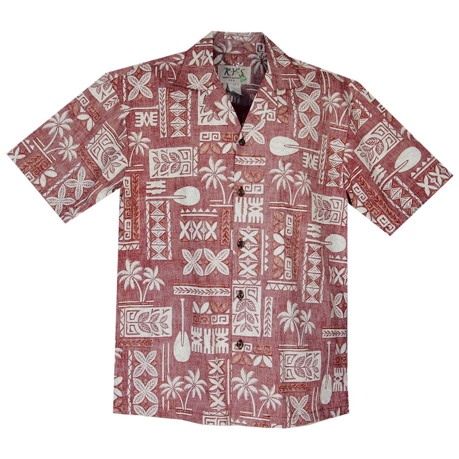 Hieroglyphics Red Cotton Vintage Hawaiian Shirt - PapayaSun