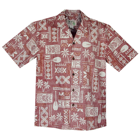 Lava Red Hawaiian Cotton Aloha  Sport Shirt