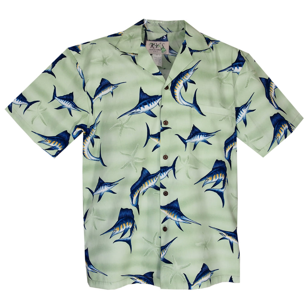 Marlin Lime Cotton Hawaiian Shirt - PapayaSun