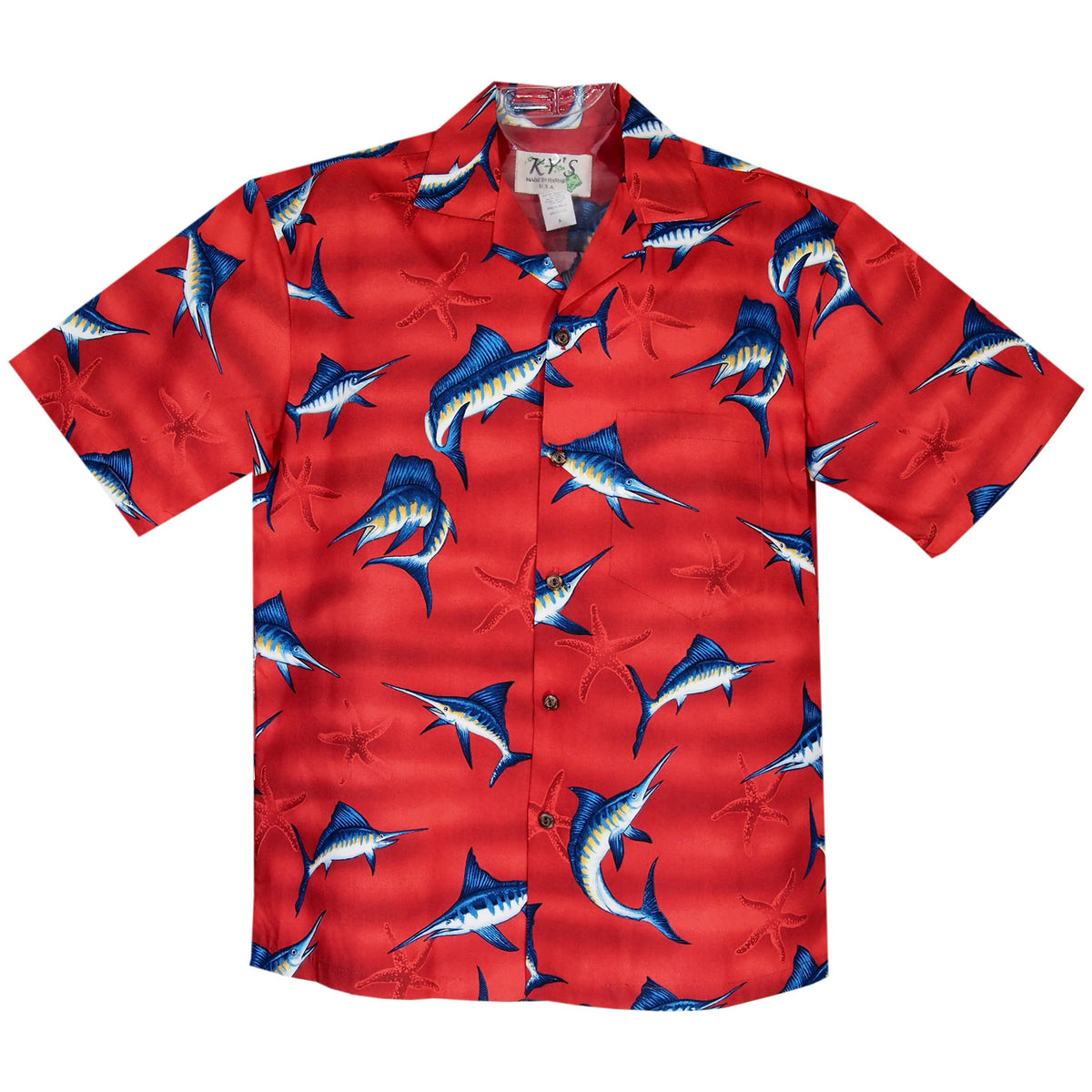 Marlin Red Cotton Hawaiian Shirt - PapayaSun