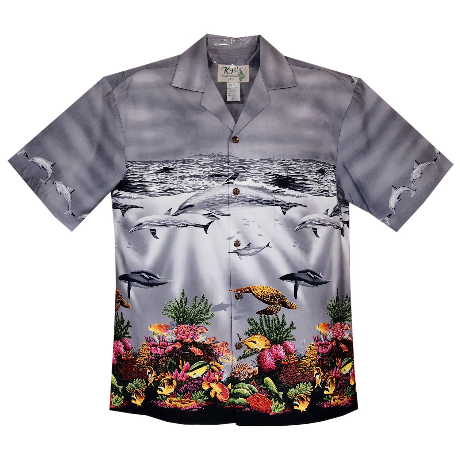 Sea World Grey Border Hawaiian Shirt - PapayaSun