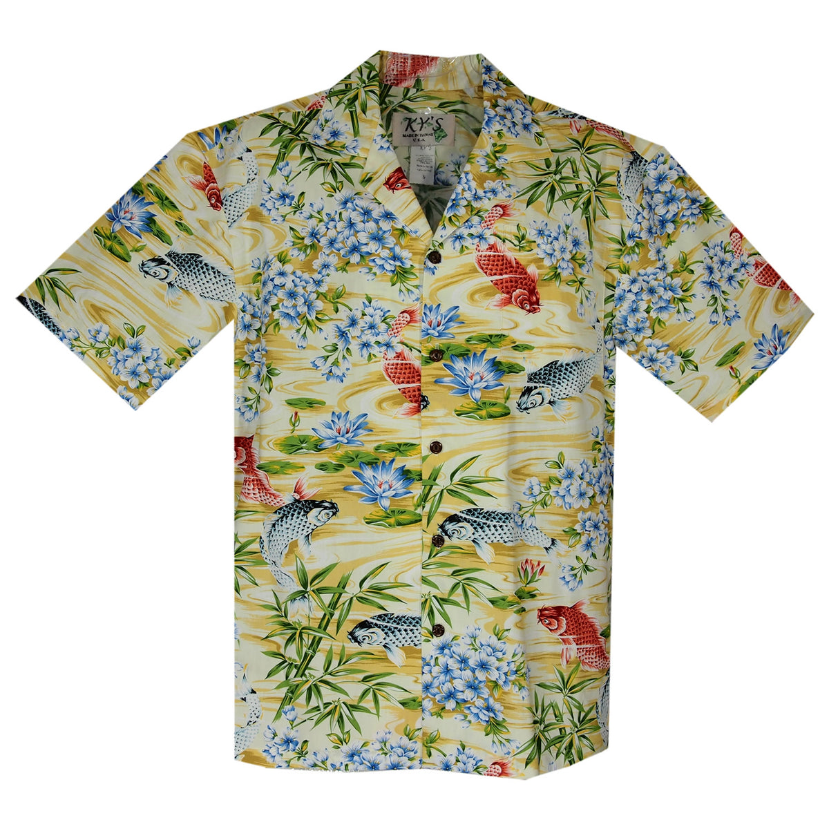 Koi Yellow Cotton Hawaiian Shirt - PapayaSun