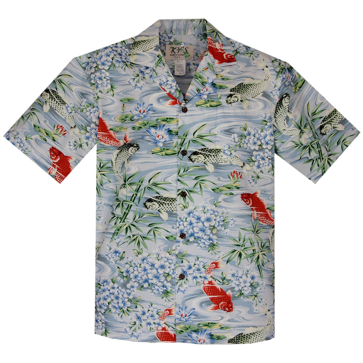 Koi Blue Cotton Hawaiian Shirt - PapayaSun