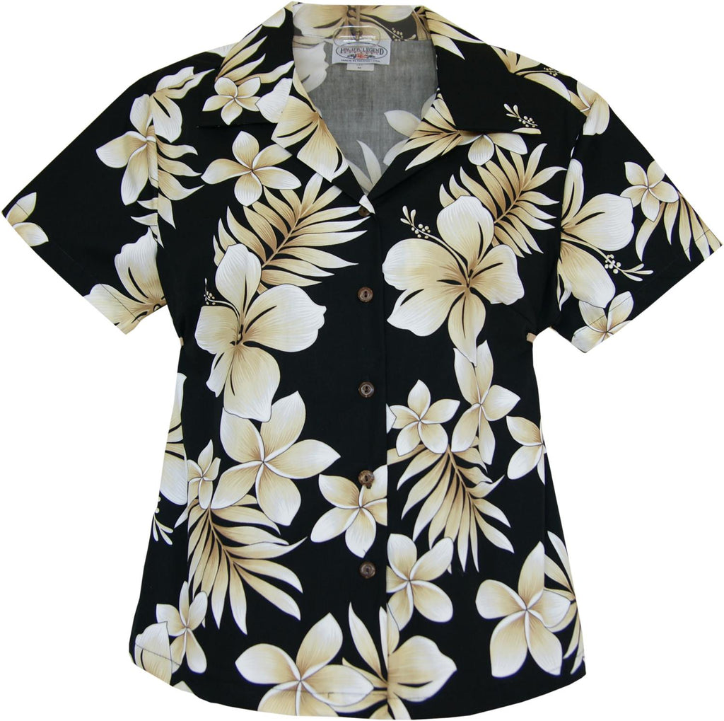 Beachcomber Black Hawaiian Women's Cotton Blouse – PapayaSun