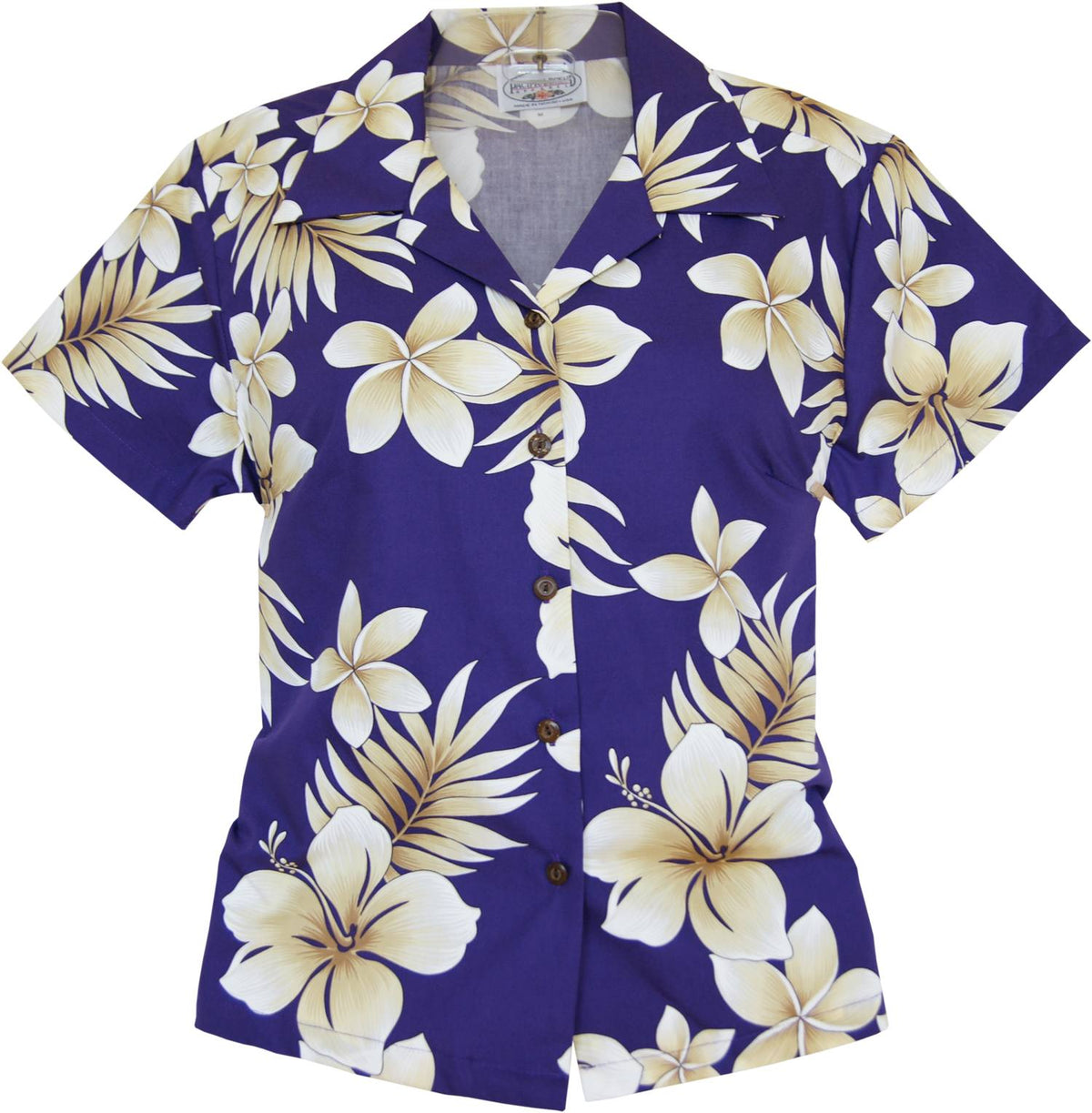 Beachcomber Purple Hawaiian Women's Cotton Blouse - PapayaSun