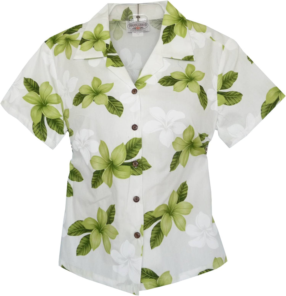 Delight Green Hawaiian Women's Cotton Blouse - PapayaSun