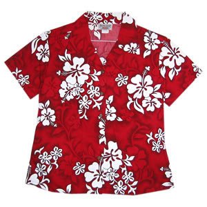 Seastar Red Hawaiian Women's Cotton Blouse - PapayaSun