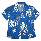 Waves Blue Hawaiian Women's Cotton Blouse - PapayaSun
