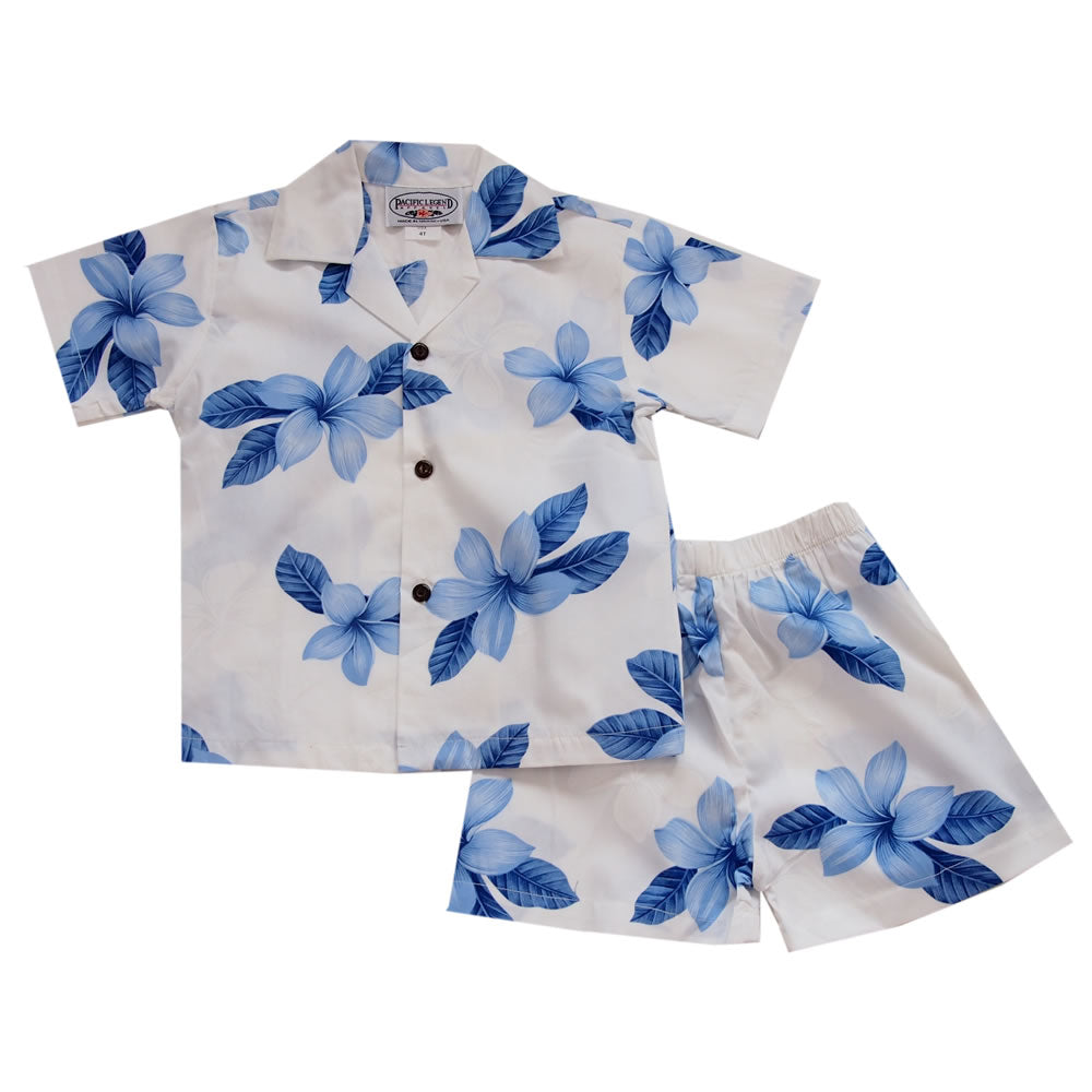 Delight Blue Hawaiian Boy Shirt & Shorts Set - PapayaSun