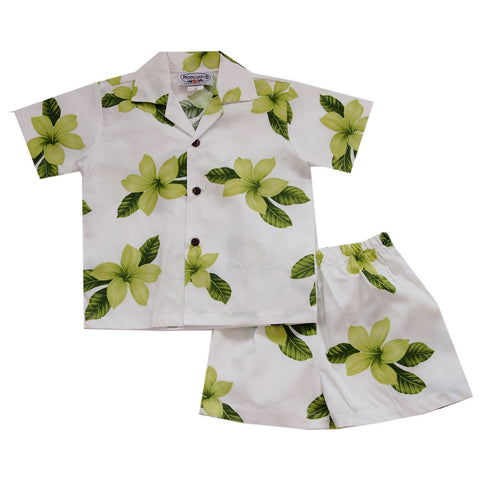 Honu Blue Hawaiian Boy Shirt & Shorts Set