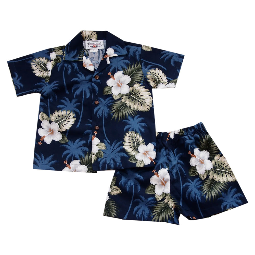 Hilo Blue Hawaiian Boy Cabana Shirt & Shorts Set - PapayaSun