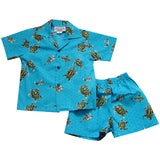 Honu Teal Hawaiian Boy Shirt & Shorts Set - PapayaSun
