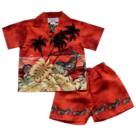 Seastar Red Hawaiian Girl's Sundress with Elastic Straps