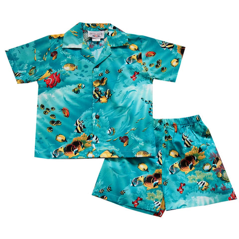 Hot Surfboards Red Hawaiian Boy Shirt & Shorts Set