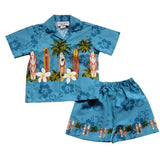 Surfboard Blue Hawaiian Boy Shirt & Shorts Set - PapayaSun