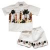 Surfboard White Hawaiian Boy Shirt & Shorts Set - PapayaSun
