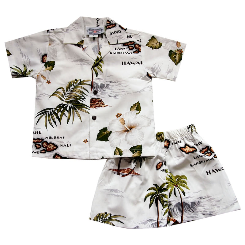 Voyage White Hawaiian Boy Shirt & Shorts Set - PapayaSun