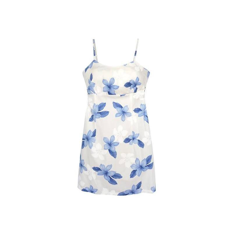 Delight Blue Short Hawaiian Skinny Strap Floral Dress - PapayaSun
