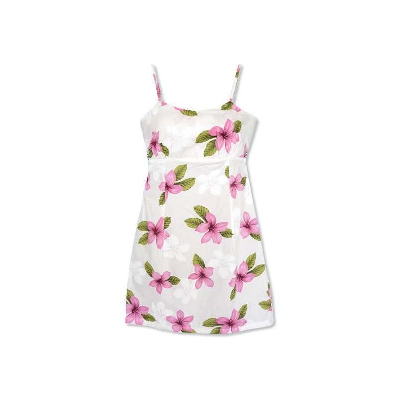 Delight Pink Short Hawaiian Skinny Strap Floral Dress - PapayaSun