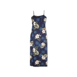 Hilo Blue Long Hawaiian Skinny Strap Floral Dress - PapayaSun