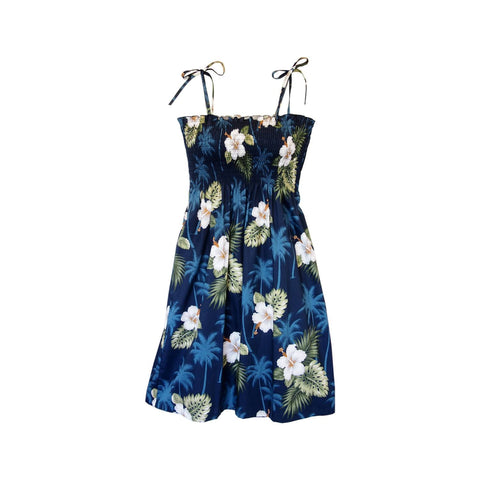 Parrot-Dise Blue Short Hawaiian Tank Floral Dress