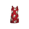 Lava Red Short Hawaiian Sheath Floral Dress - PapayaSun