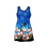 Parrot-Dise Blue Short Hawaiian Tank Floral Dress - PapayaSun