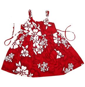 Lava Red Hawaiian Girl's Sarong Floral Dress