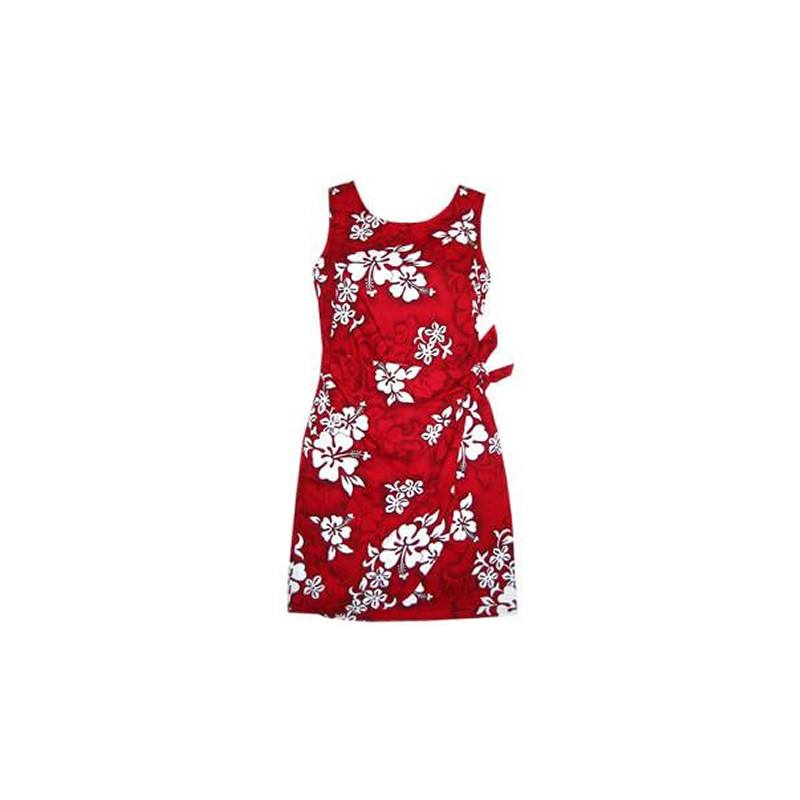 Seastar Red Short Hawaiian Sarong Floral Dress - PapayaSun