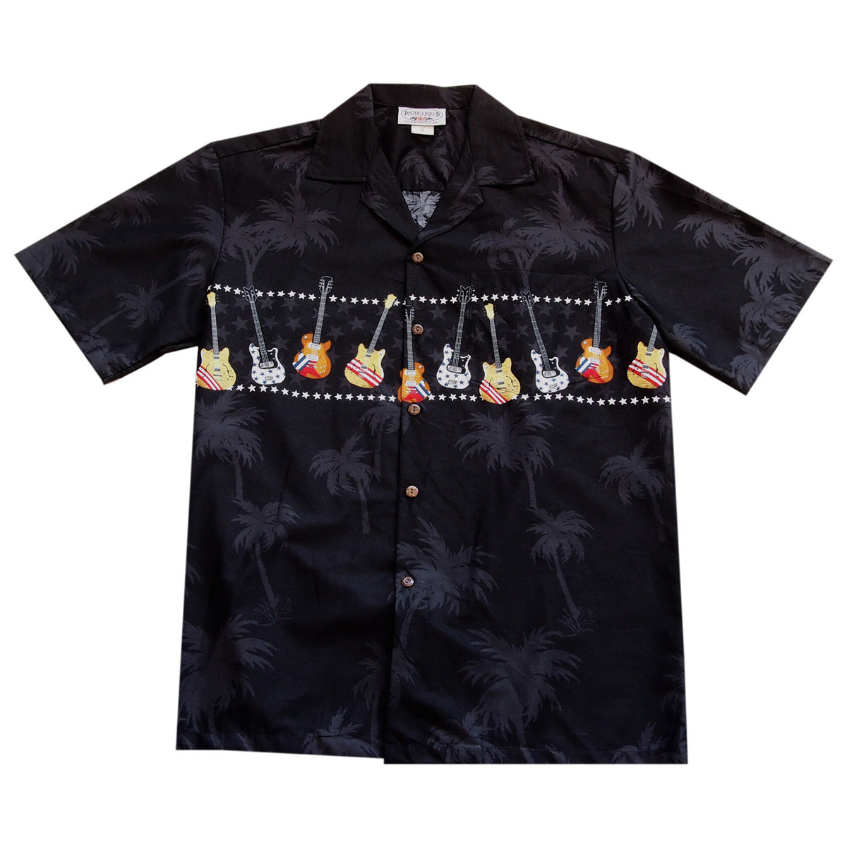 Guitar Black Hawaiian Border Shirt - PapayaSun