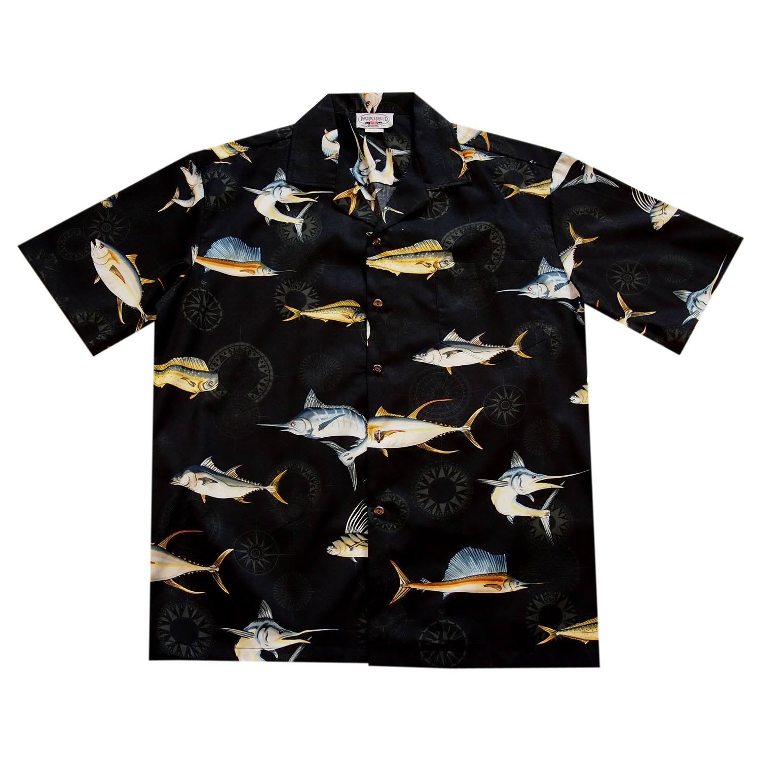 Amazing Fishing Black Cotton Hawaiian Shirt – PapayaSun