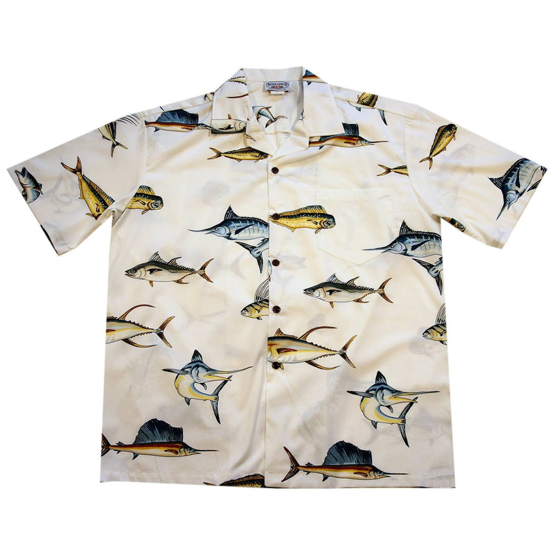 Amazing Fishing White Cotton Hawaiian Shirt - PapayaSun