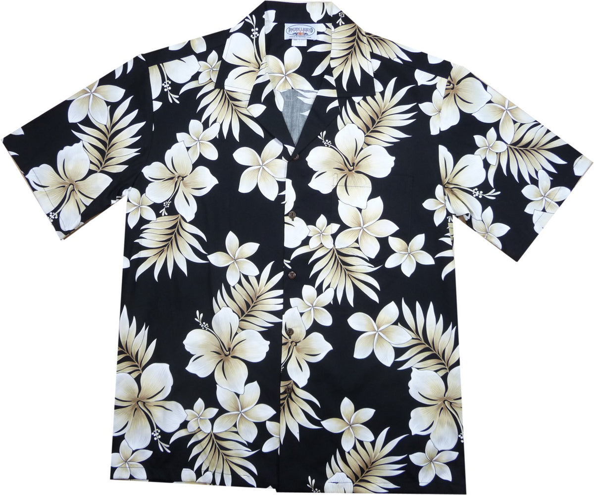 Beachcomber Black Hawaiian Cotton Aloha Sport Shirt - PapayaSun