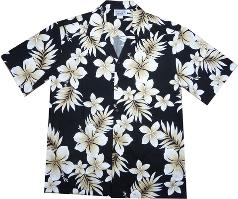 Anthurium Black Vertical Border Hawaiian Shirt