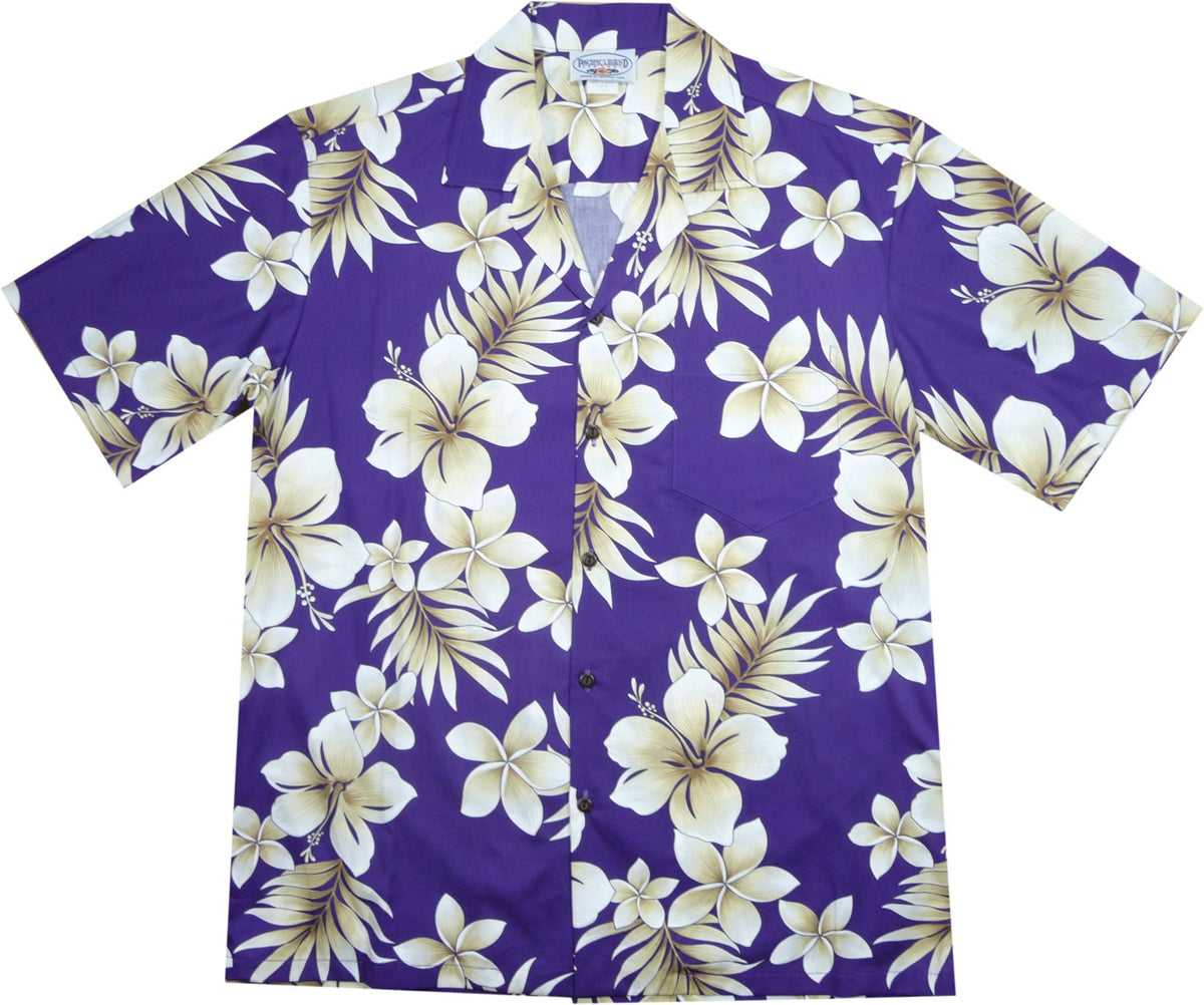 Beachcomber Purple Hawaiian Cotton Aloha Sport Shirt - PapayaSun