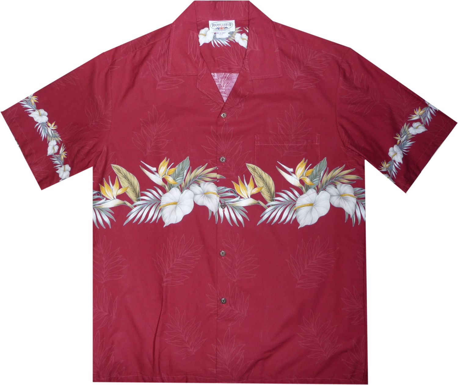 Bird of Paradise Red Hawaiian Border Aloha Sport Shirt - PapayaSun
